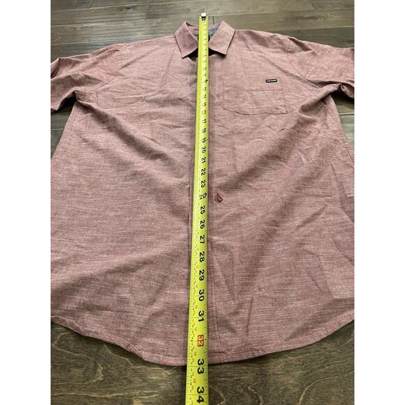 Volcom Classic Fit Mens Red Button Down Pocket Long Sleeve Shirt Size XL - Picture 8 of 9